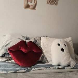 Home Essentials Red and White Decorative Pillows